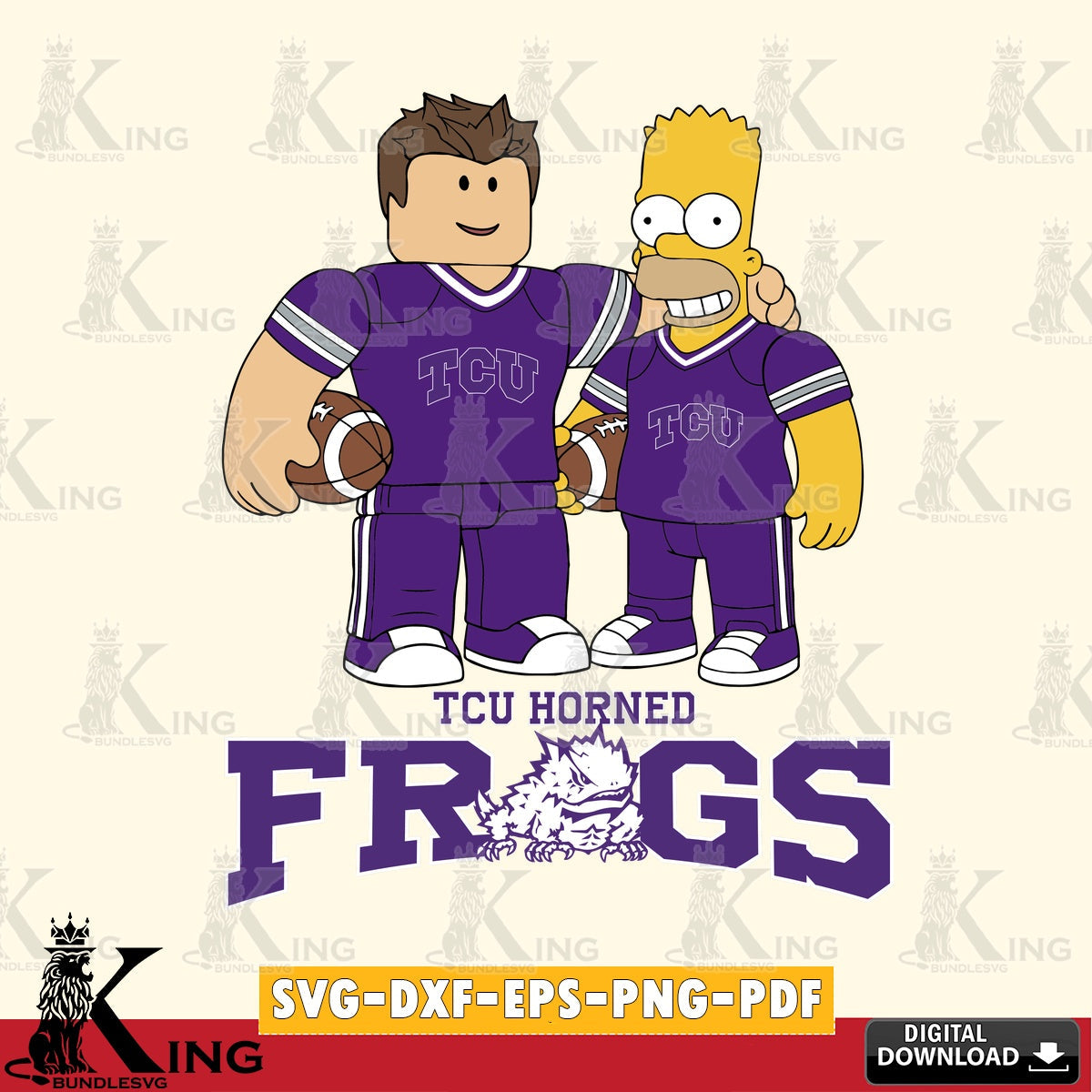 TCU Horned Frogs Roblox & Homer Simpson Football SVG file , NCAA Cricut, File cut , Digital Download , PDF File