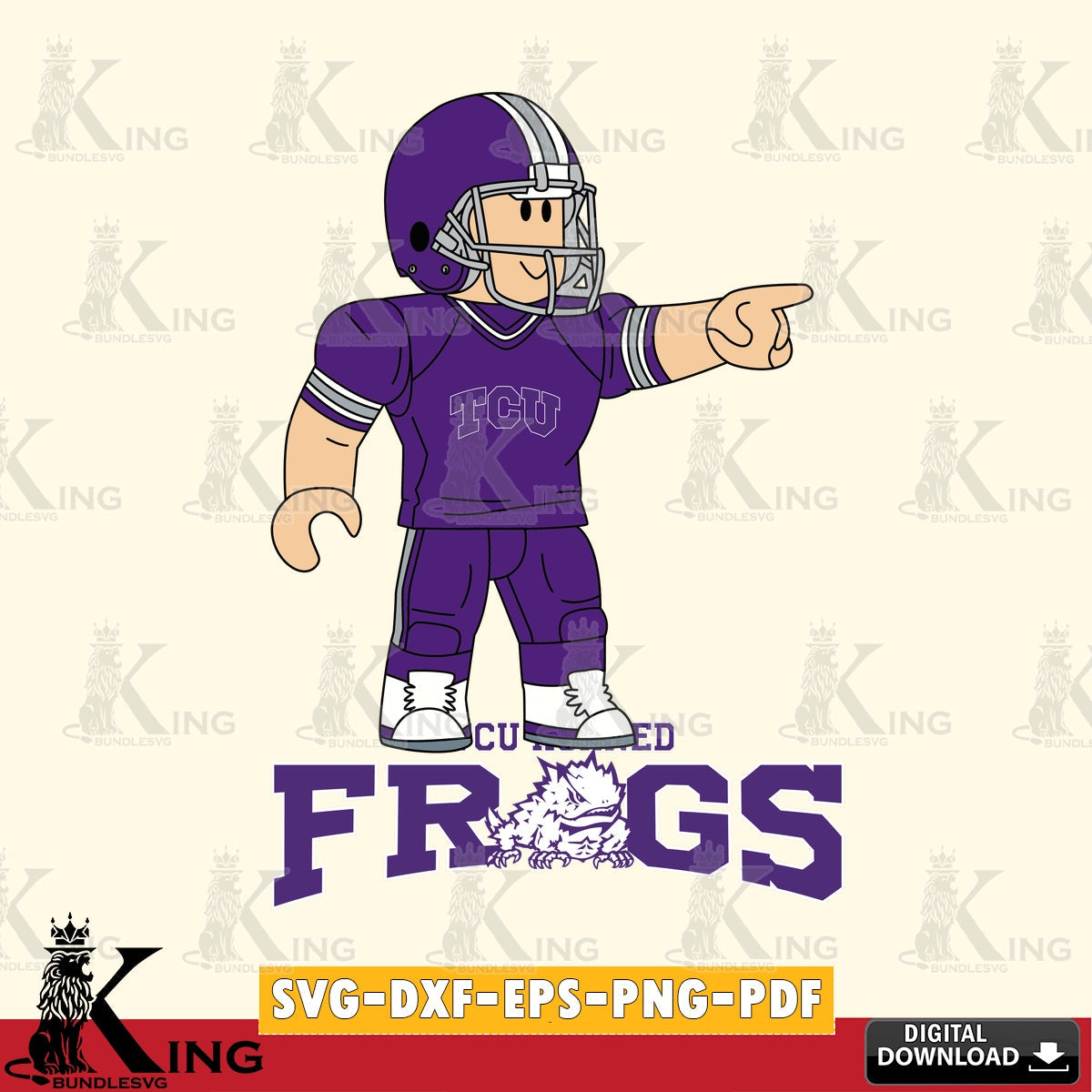 TCU Horned Frogs Roblox Player Football SVG file , NCAA Cricut, File cut , Digital Download , PDF File