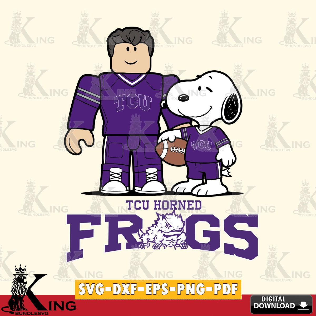 TCU Horned Frogs Roblox & Snoopy Football SVG file , NCAA Cricut, File cut , Digital Download , PDF File