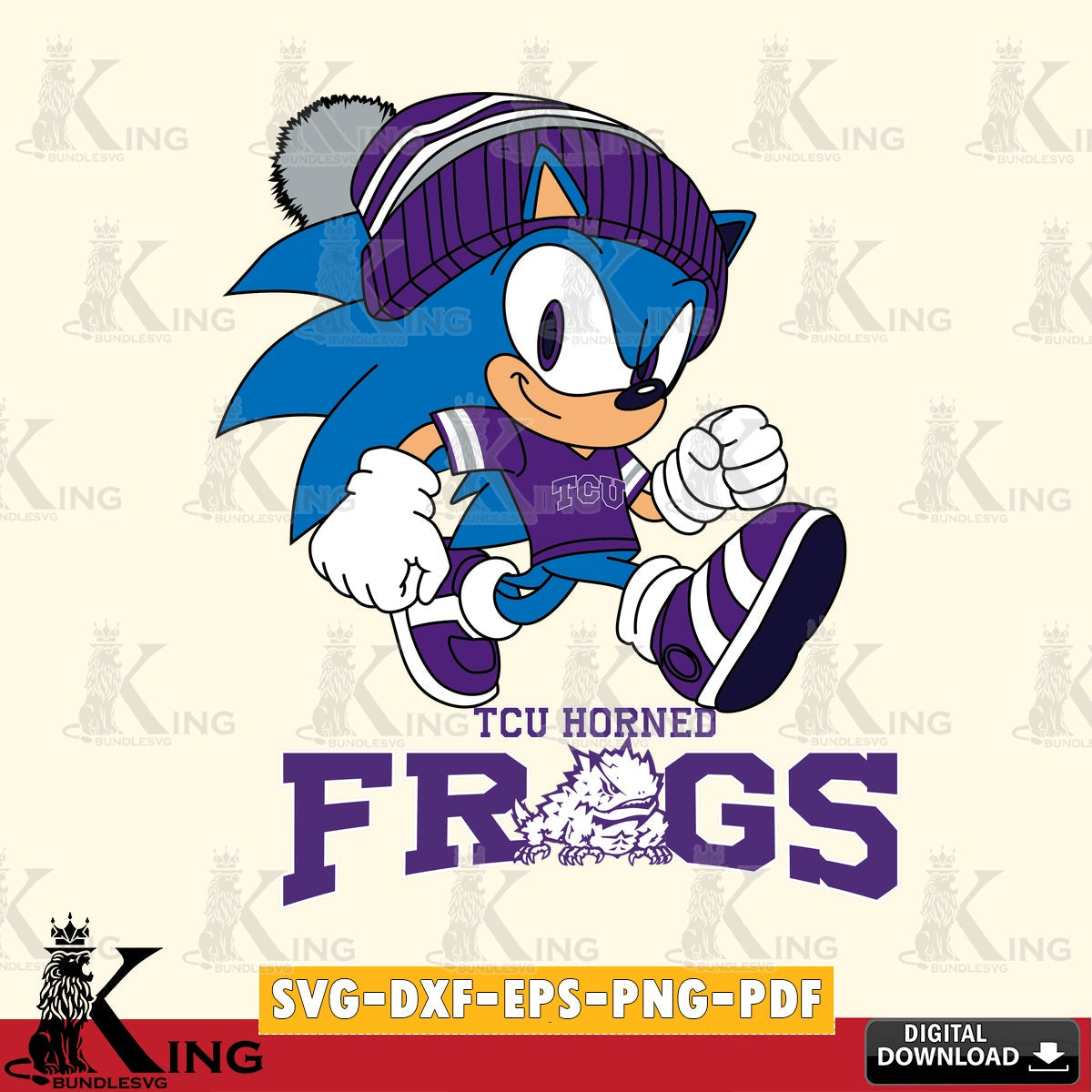 TCU Horned Frogs Sonic Football SVG file, Vector , Digital Download , PDF File , Instant Download