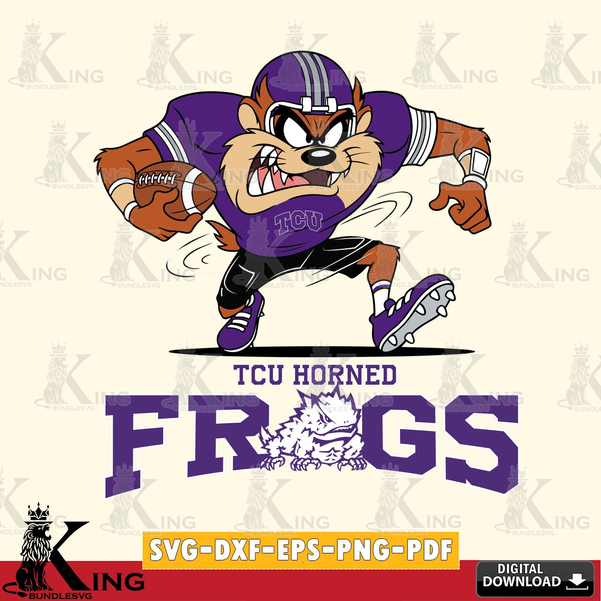TCU Horned Frogs Taz Football Helmet SVG file, Cut file , Digital Download , Instant Download, Taz svg, NCAA svg