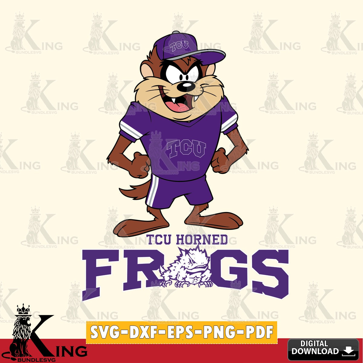 TCU Horned Frogs Taz Standing Pose SVG file, Cut file , Digital Download , Instant Download, Taz svg, NCAA svg