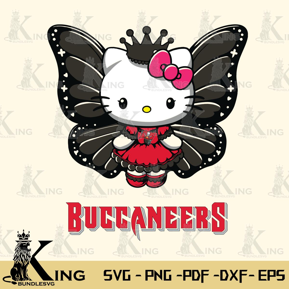 Tampa Bay Buccaneers Kitty Wings & Flowers Svg Eps Dxf Png File, Digital Download