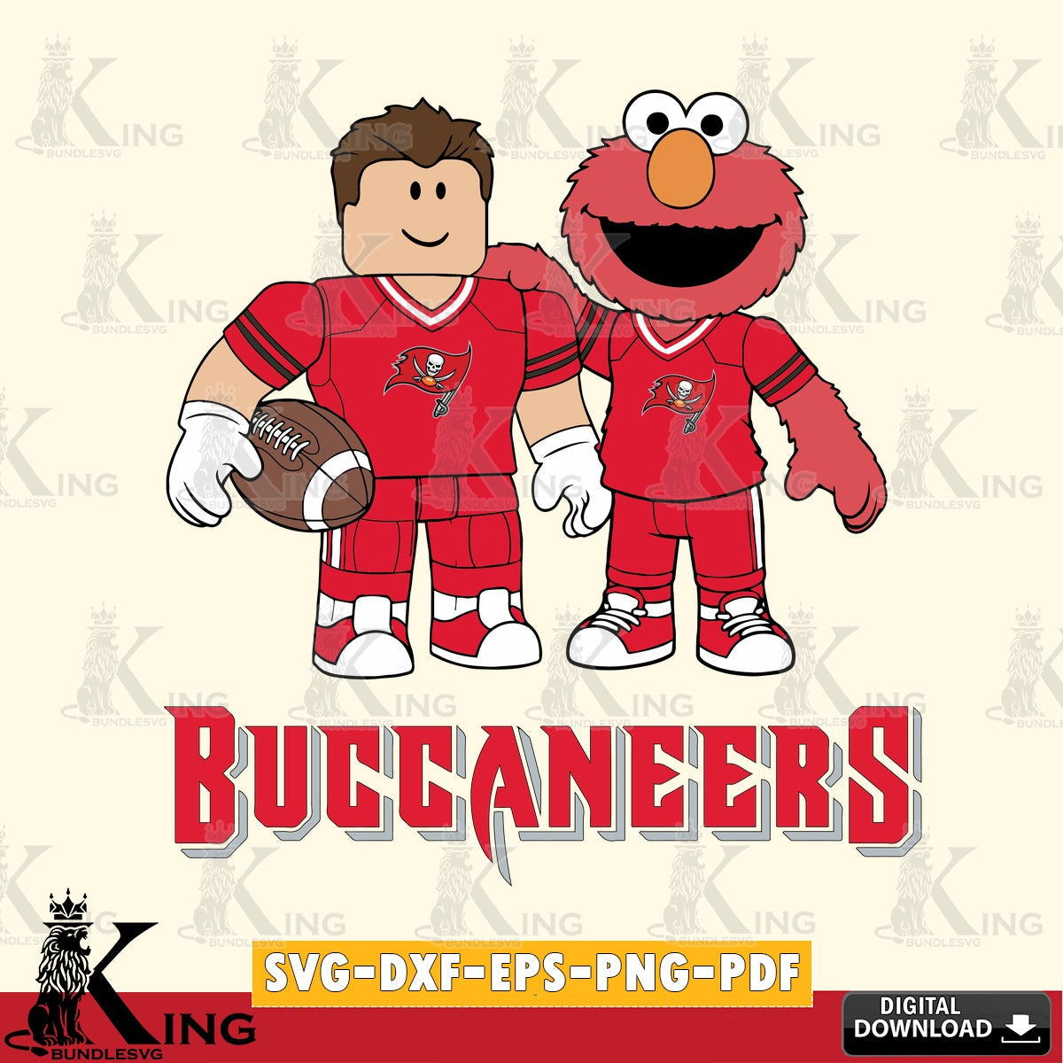 Tampa Bay Buccaneers Roblox & Elmo Football SVG file , Cricut, NFL File cut , Digital Download , PDF File