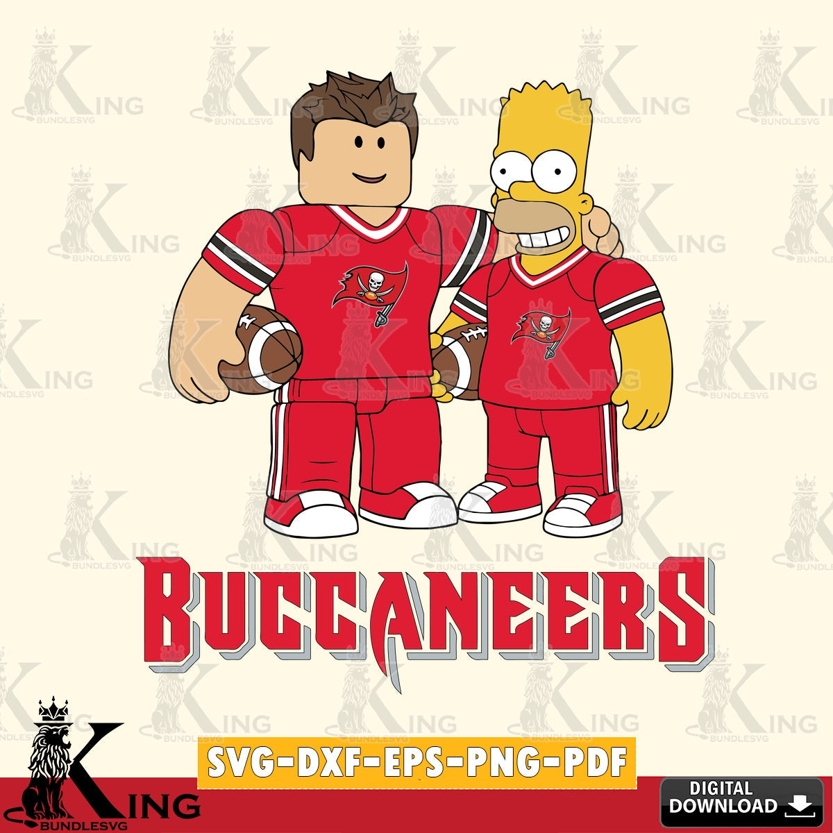 Tampa Bay Buccaneers Roblox & Homer Simpson Football SVG file , Cricut, NFL File cut , Digital Download , PDF File