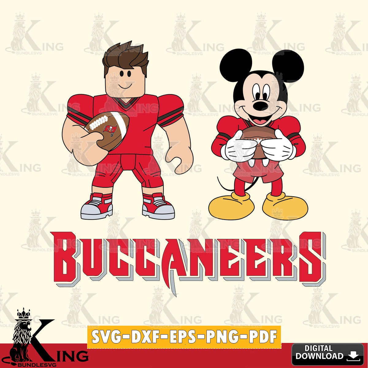 Tampa Bay Buccaneers Roblox & Mickey Football SVG file , Cricut, NFL File cut , Digital Download , PDF File