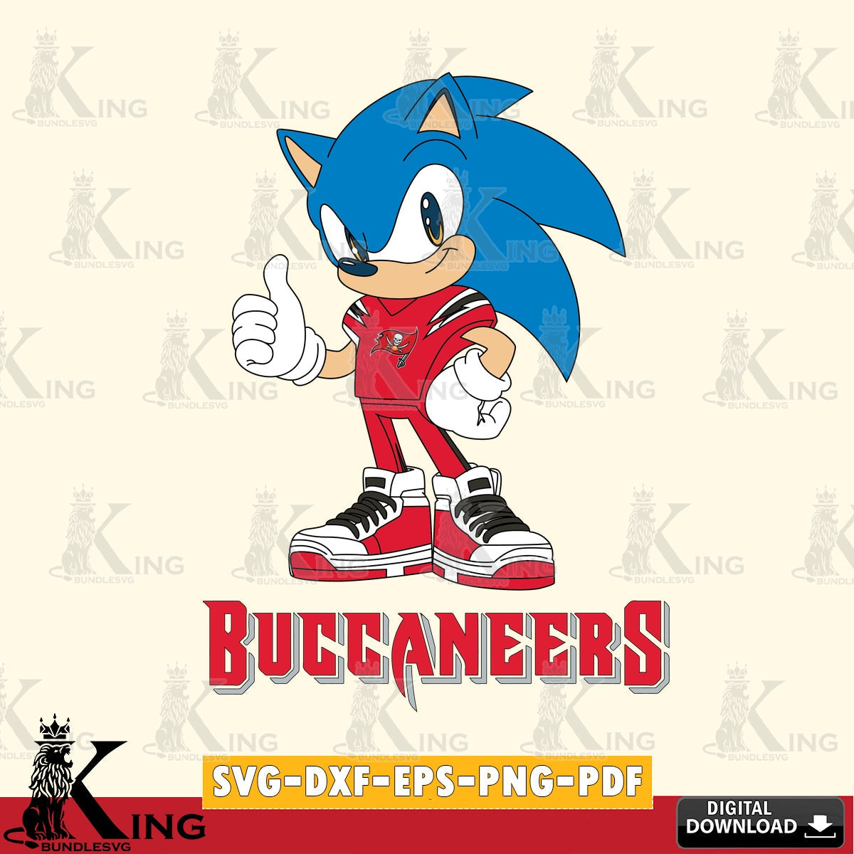 Tampa Bay Buccaneers Sonic Like Football SVG file, Vector , Digital Download , PDF File , Instant Download