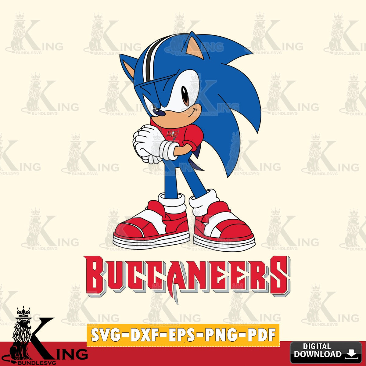 Printable art of Tampa Bay Buccaneers Sonic cute Football, digital download for Cricut Maker and paper crafts