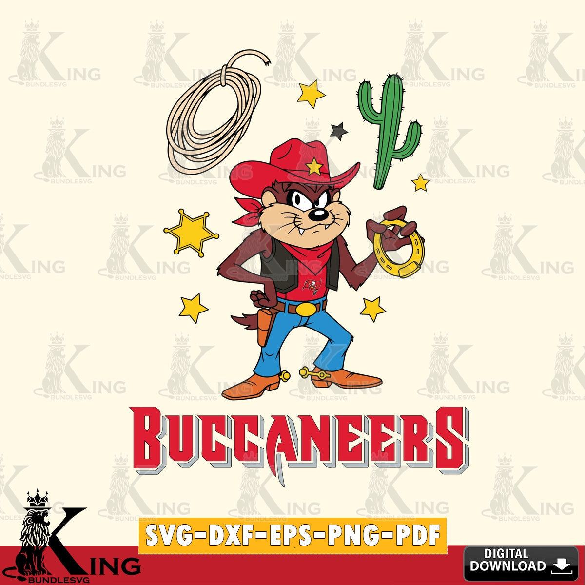 Tampa Bay Buccaneers Taz Cowboy Western Cut file , Digital Download , Instant Download, Looney Tunes svg, Football svg