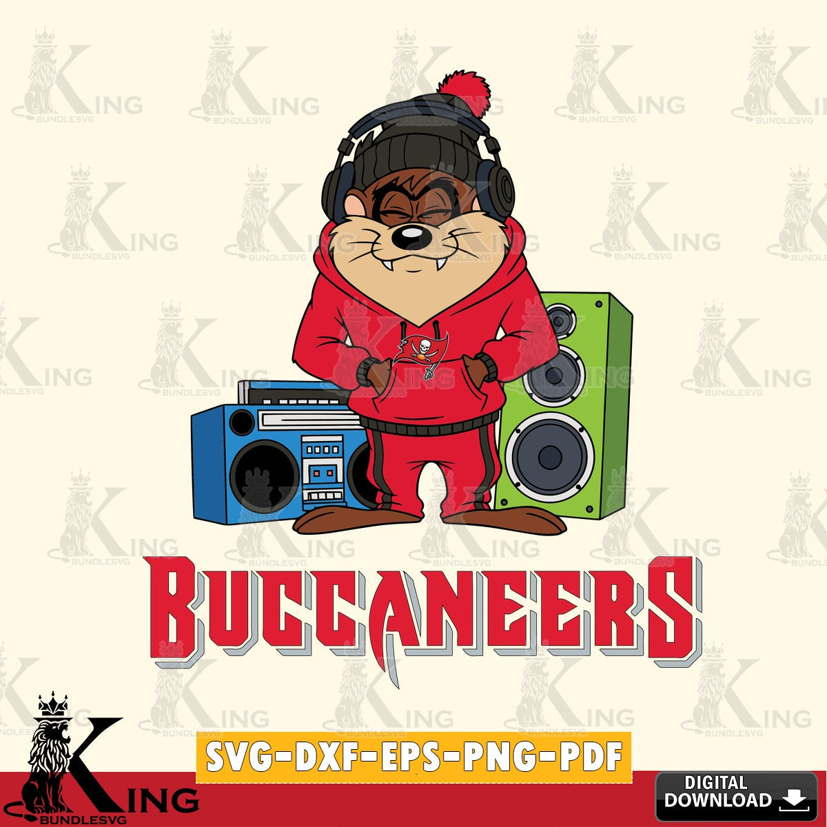 Tampa Bay Buccaneers Taz Hip Hop Cut file , Digital Download , Instant Download, Looney Tunes svg, Football svg