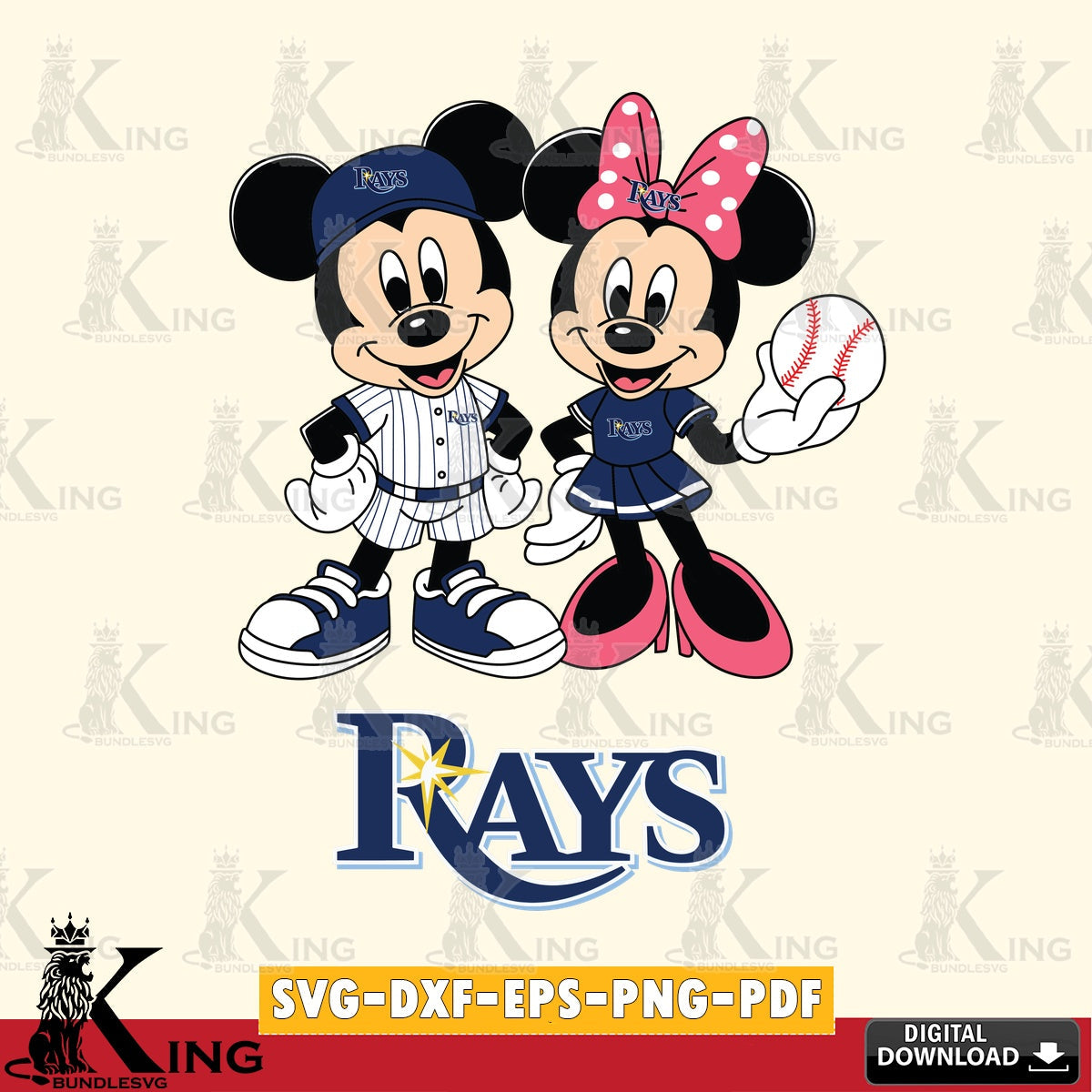 Tampa Bay Rays Baseball Mickey Minnie Mouse SVG file , For Cricut, File cut , Digital Download , PDF File, Cut Files