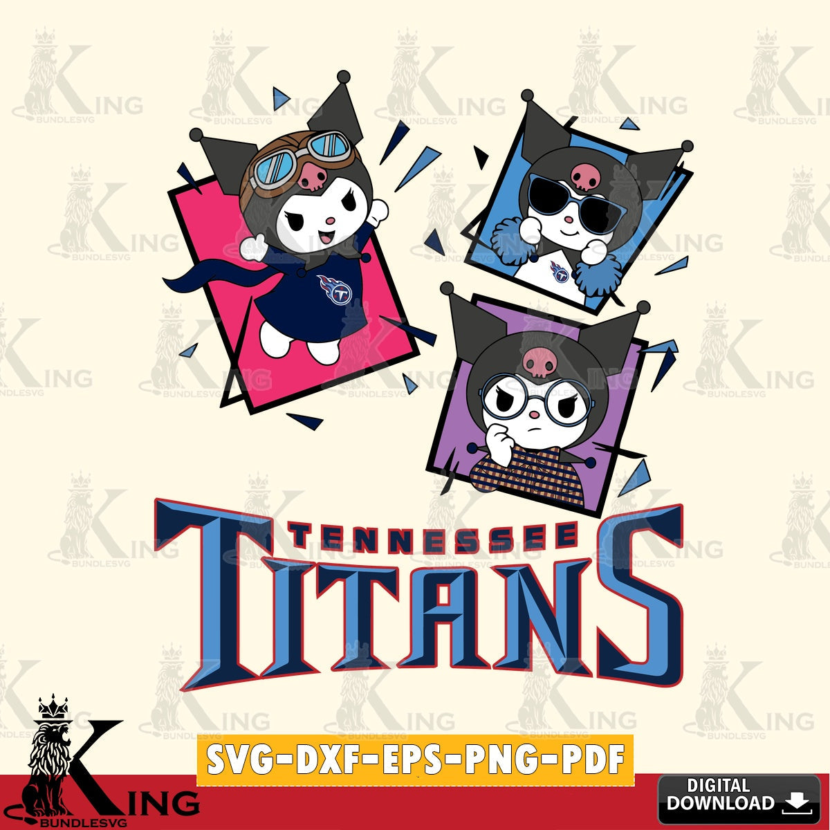 Tennessee Titans Kuromi Action Football SVG file, Cricut, Cut file , Digital Download , Instant Download, Sanrio svg, Clipart