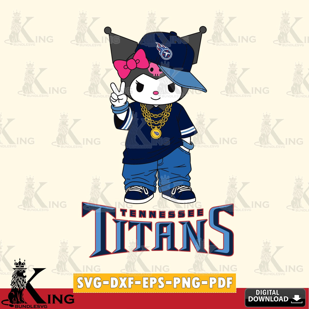 Tennessee Titans Kuromi Streetwear Style SVG file, Cricut, Cut file , Digital Download , Instant Download, Sanrio svg, Clipart