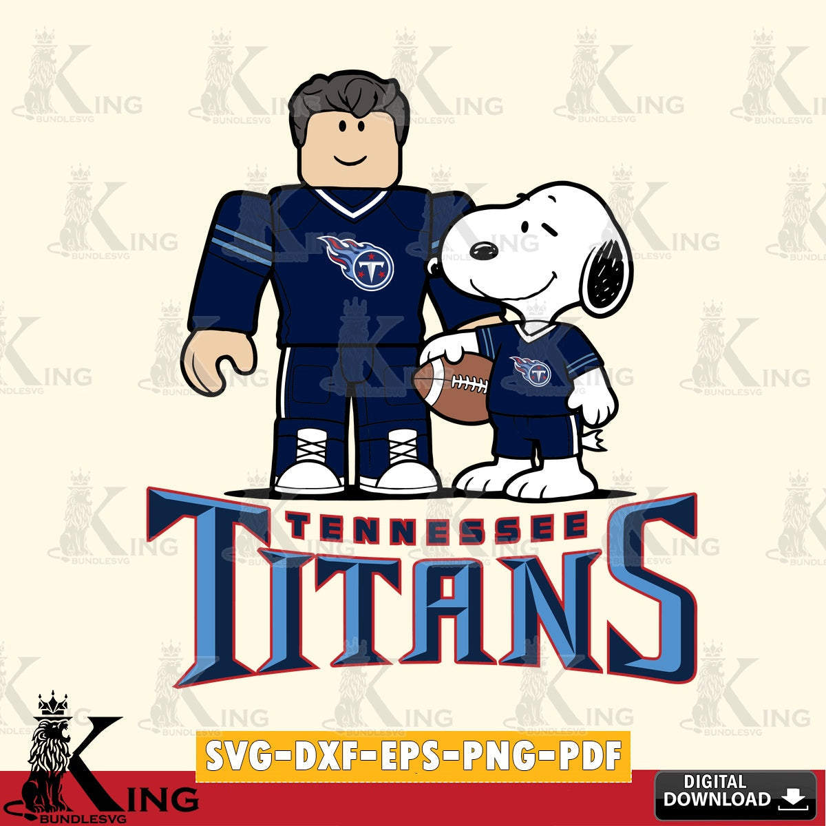Tennessee Titans Roblox & Snoopy Football SVG file , Cricut, NFL File cut , Digital Download , PDF File