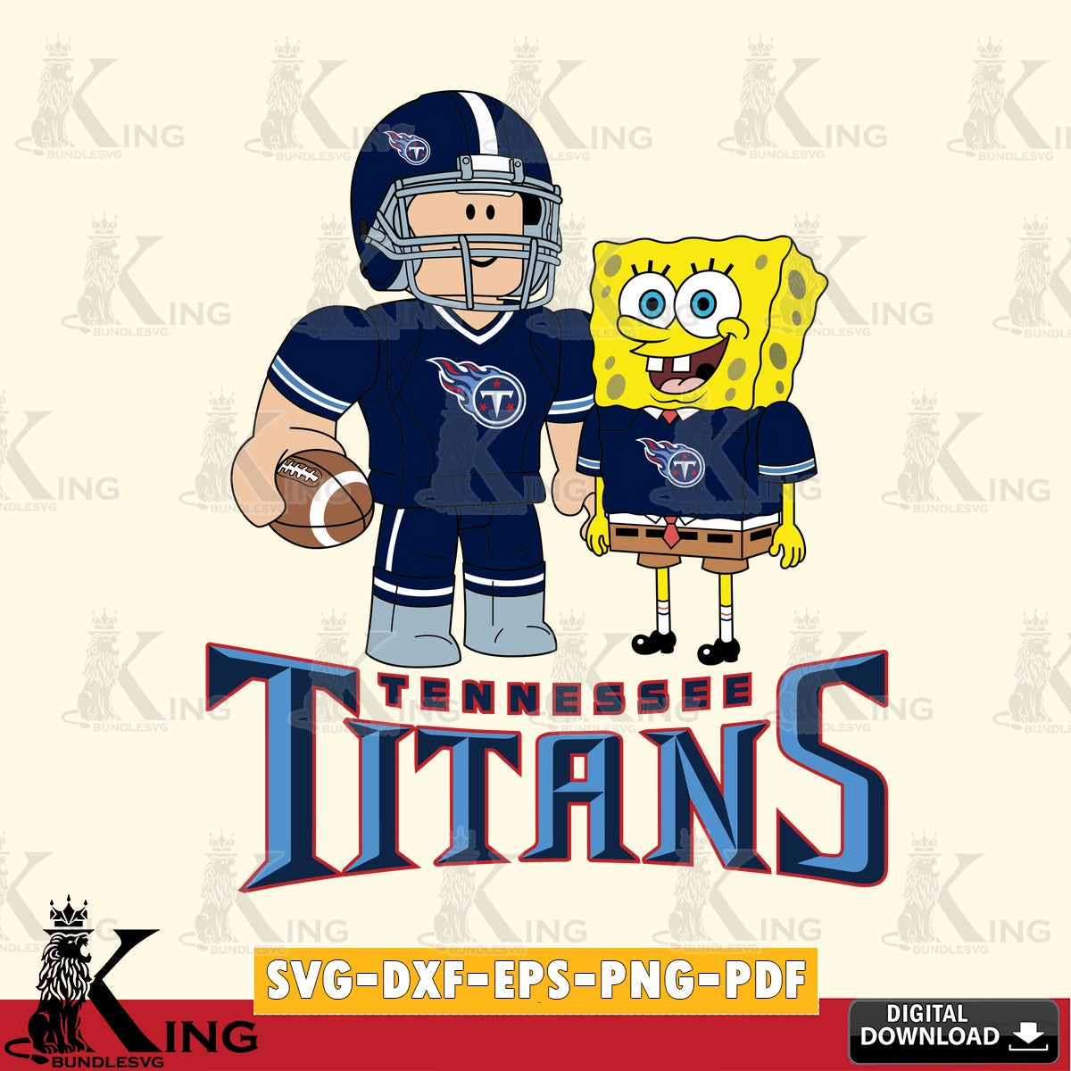 Tennessee Titans Roblox & Spongebob Football SVG file , Cricut, NFL File cut , Digital Download , PDF File