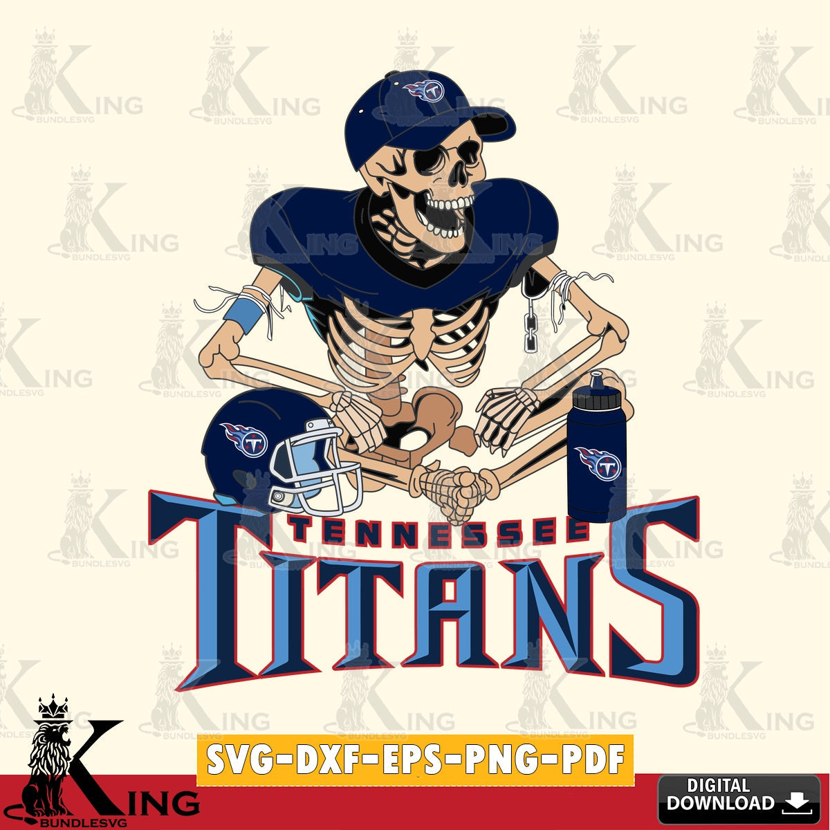 Custom design featuring a Tennessee Titans skeleton player football SVG cut file for personalized gifts and laser projects