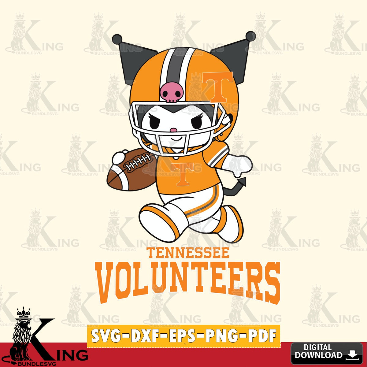 Tennessee Volunteers Kuromi Football Run SVG file, Cricut, Cut file , Digital Download , Instant Download, Sanrio svg, Clipart