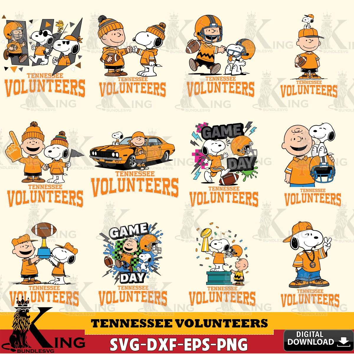 Tennessee Volunteers Peanuts Football NCAA Bundle SVG, Cricut, Cut file , Digital Download , Instant Download, Peanuts svg, NCAA svg, Football svg, Sport svg