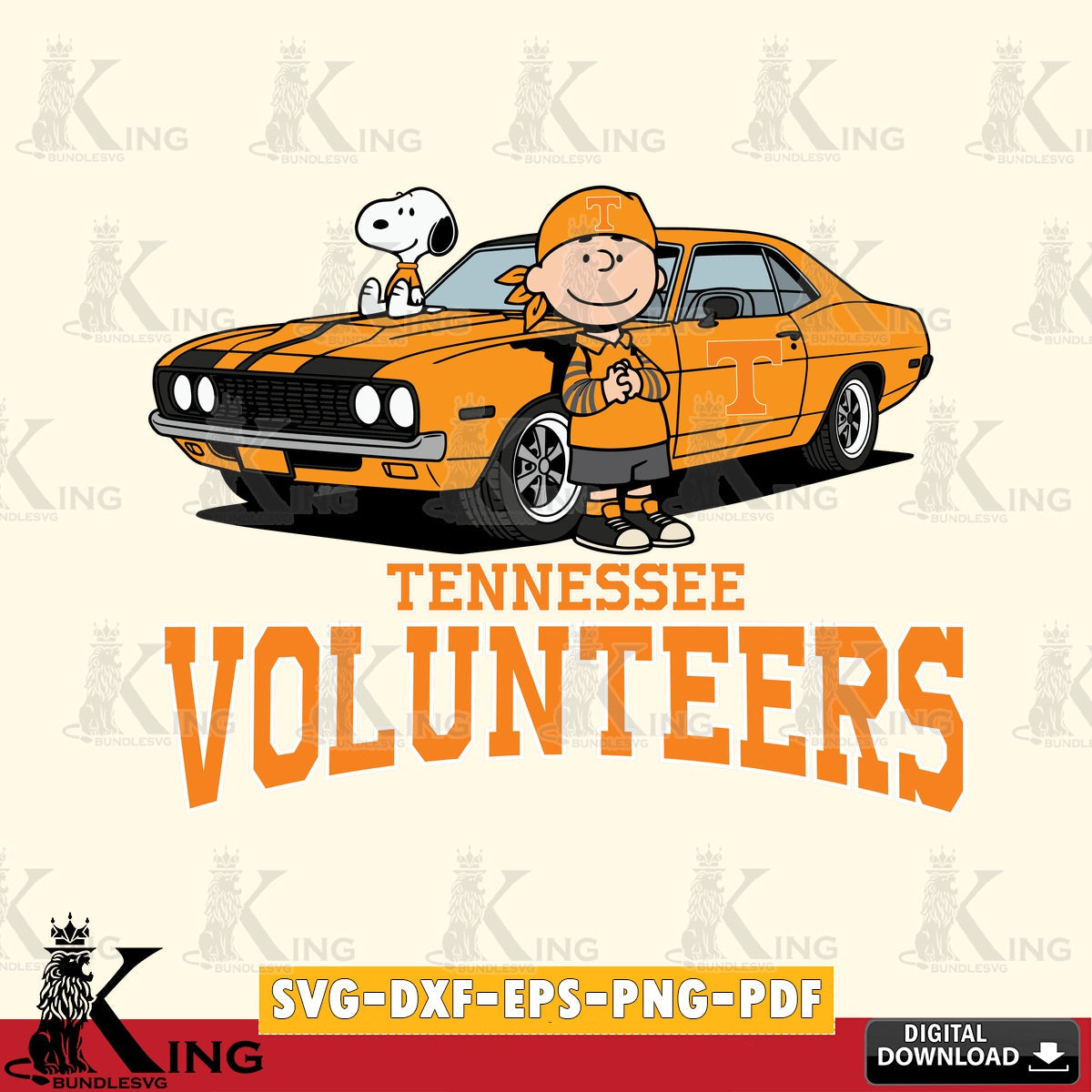 Tennessee Volunteers Peanuts Muscle Car SVG, Cricut, Cut file , Digital Download , Instant Download, Peanuts svg, NCAA svg, Football svg, Sport svg