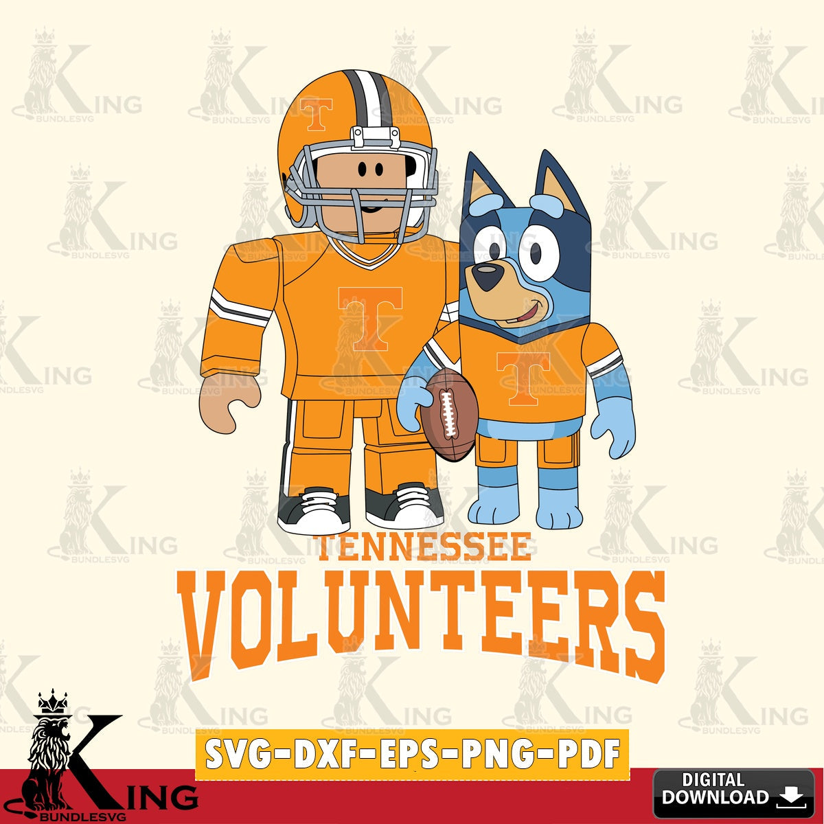 Tennessee Volunteers Roblox & Bluey Football SVG file , NCAA Cricut, File cut , Digital Download , PDF File