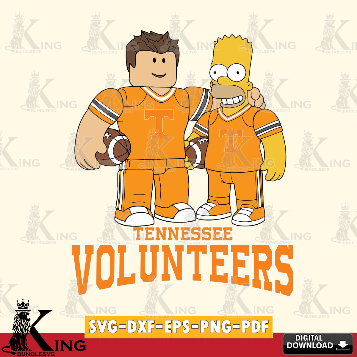 Tennessee Volunteers Roblox & Homer Simpson Football SVG file , NCAA Cricut, File cut , Digital Download , PDF File