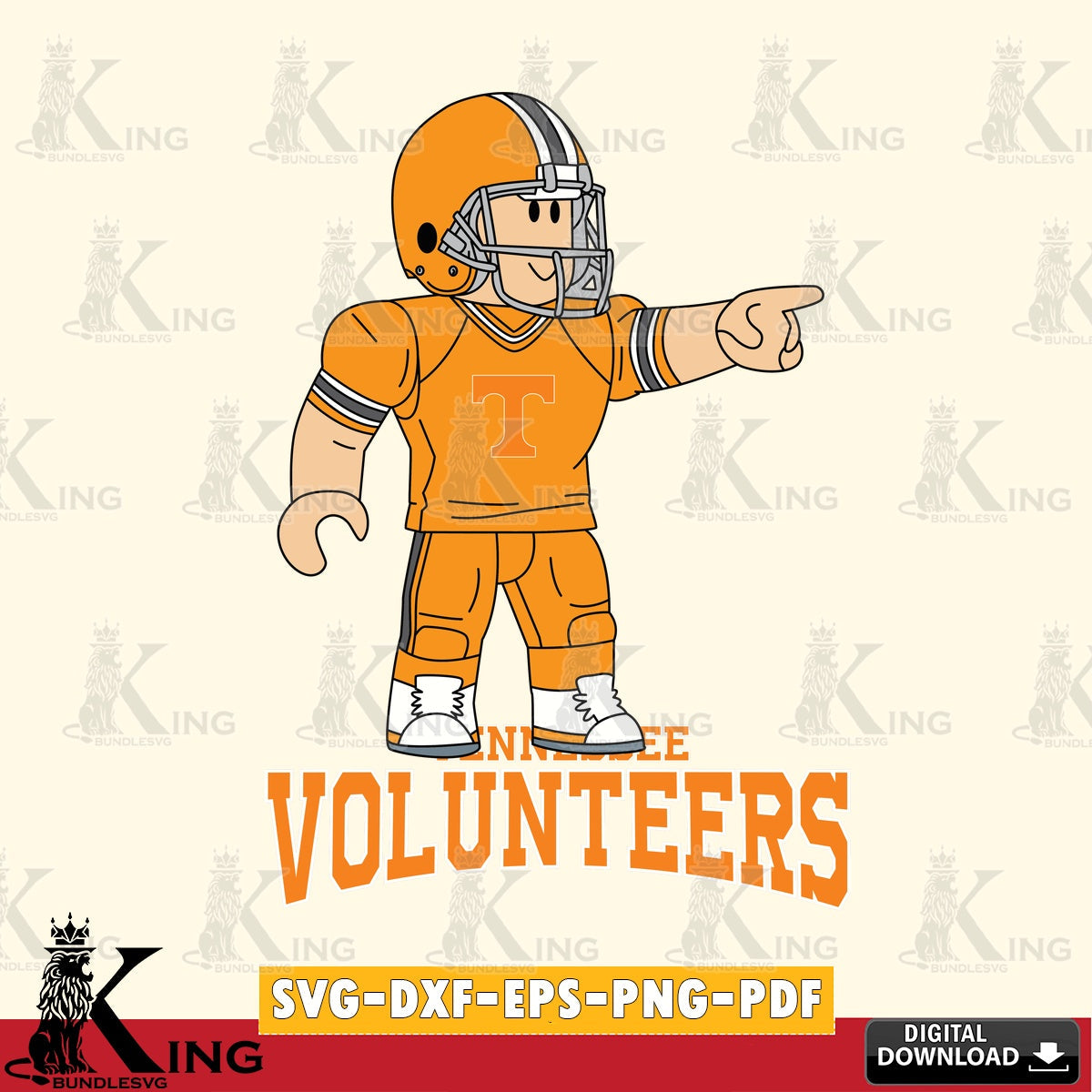 Tennessee Volunteers Roblox Player Football SVG file , NCAA Cricut, File cut , Digital Download , PDF File