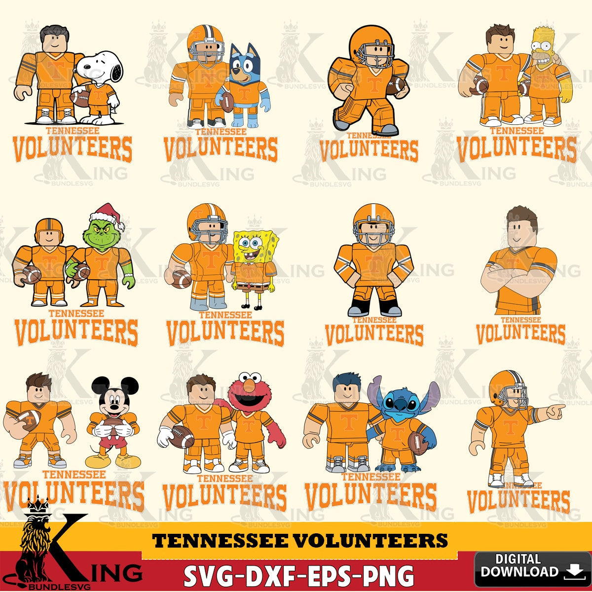 Tennessee Volunteers Roblox With Friends football NCAA Bundle SVG file , NCAA Cricut, File cut , Digital Download , PDF File