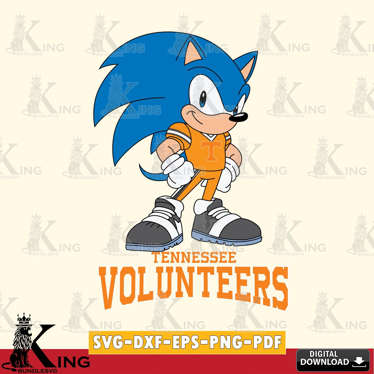 Tennessee Volunteers Sonic Football Star Mascot SVG file, Vector , Digital Download , PDF File , Instant Download