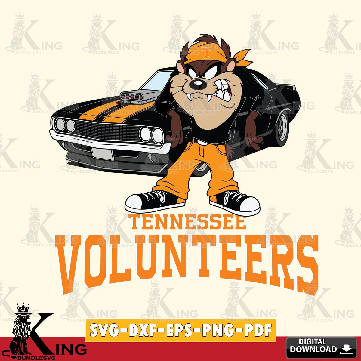 Tennessee Volunteers Taz Racing Car SVG file, Cut file , Digital Download , Instant Download, Taz svg, NCAA svg