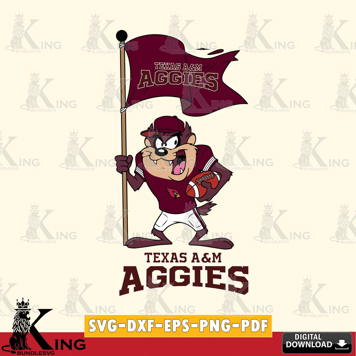 Texas A M Aggies Football Taz Flag Art SVG file, Cut file , Digital Download , Instant Download, Taz svg, NCAA svg