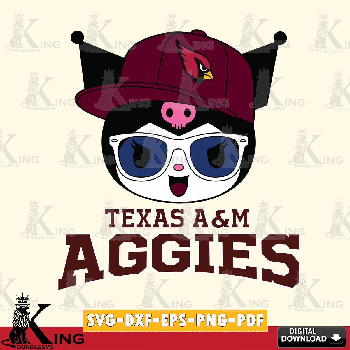 Texas A M Aggies Kuromi Football Cool SVG file, Cricut, Cut file , Digital Download , Instant Download, Sanrio svg, Clipart