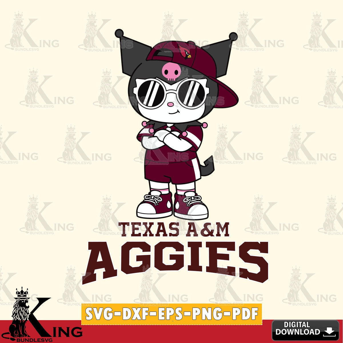 Texas A M Aggies Kuromi Football Jersey SVG file, Cricut, Cut file , Digital Download , Instant Download, Sanrio svg, Clipart