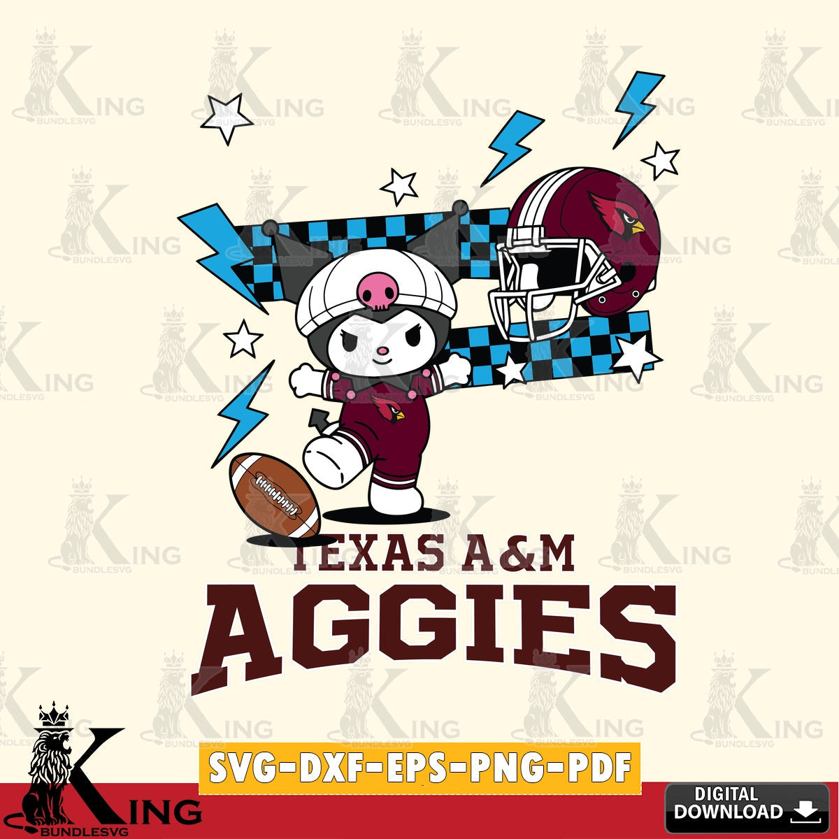 Texas A M Aggies Kuromi Game Day SVG file, Cricut, Cut file , Digital Download , Instant Download, Sanrio svg, Clipart