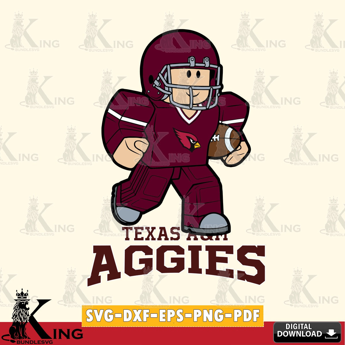 Texas A M Aggies Roblox Player Rugby SVG file , NCAA Cricut, File cut , Digital Download , PDF File
