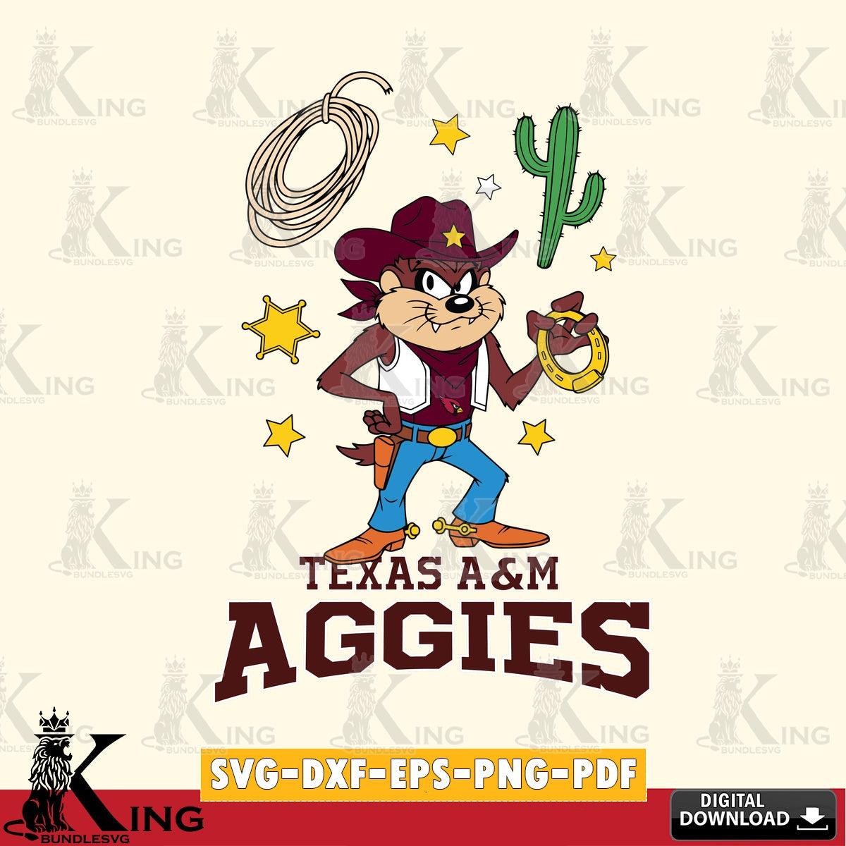 Texas A M Aggies Taz Cowboy Western SVG file, Cut file , Digital Download , Instant Download, Taz svg, NCAA svg