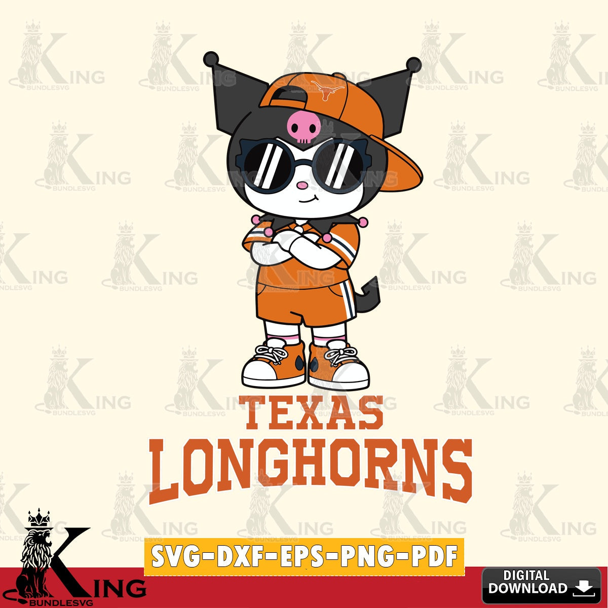 Texas Longhorns Kuromi Football Jersey SVG file, Cricut, Cut file , Digital Download , Instant Download, Sanrio svg, Clipart