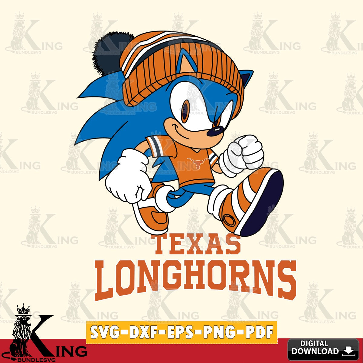 Texas Longhorns Sonic Football SVG file, Vector , Digital Download , PDF File , Instant Download