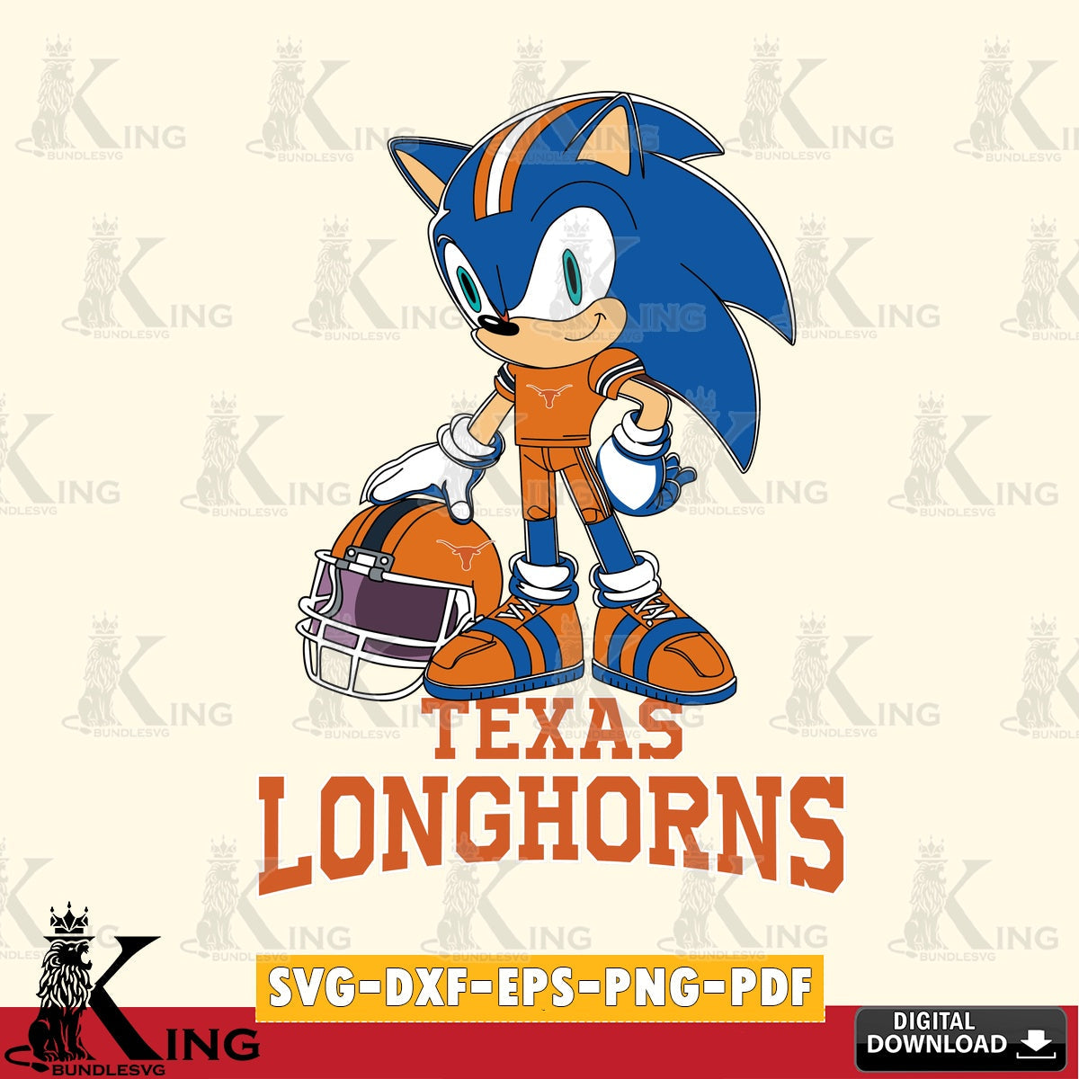 Creative design featuring a Texas Longhorns sonic player football, a digital clipart compatible with laser engraving and cutting