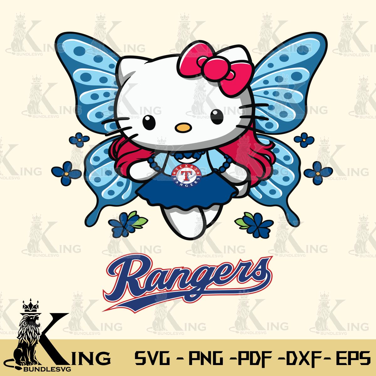 Texas Rangers Butterfly Kitty Charm Svg Eps Dxf Png File, Digital Download