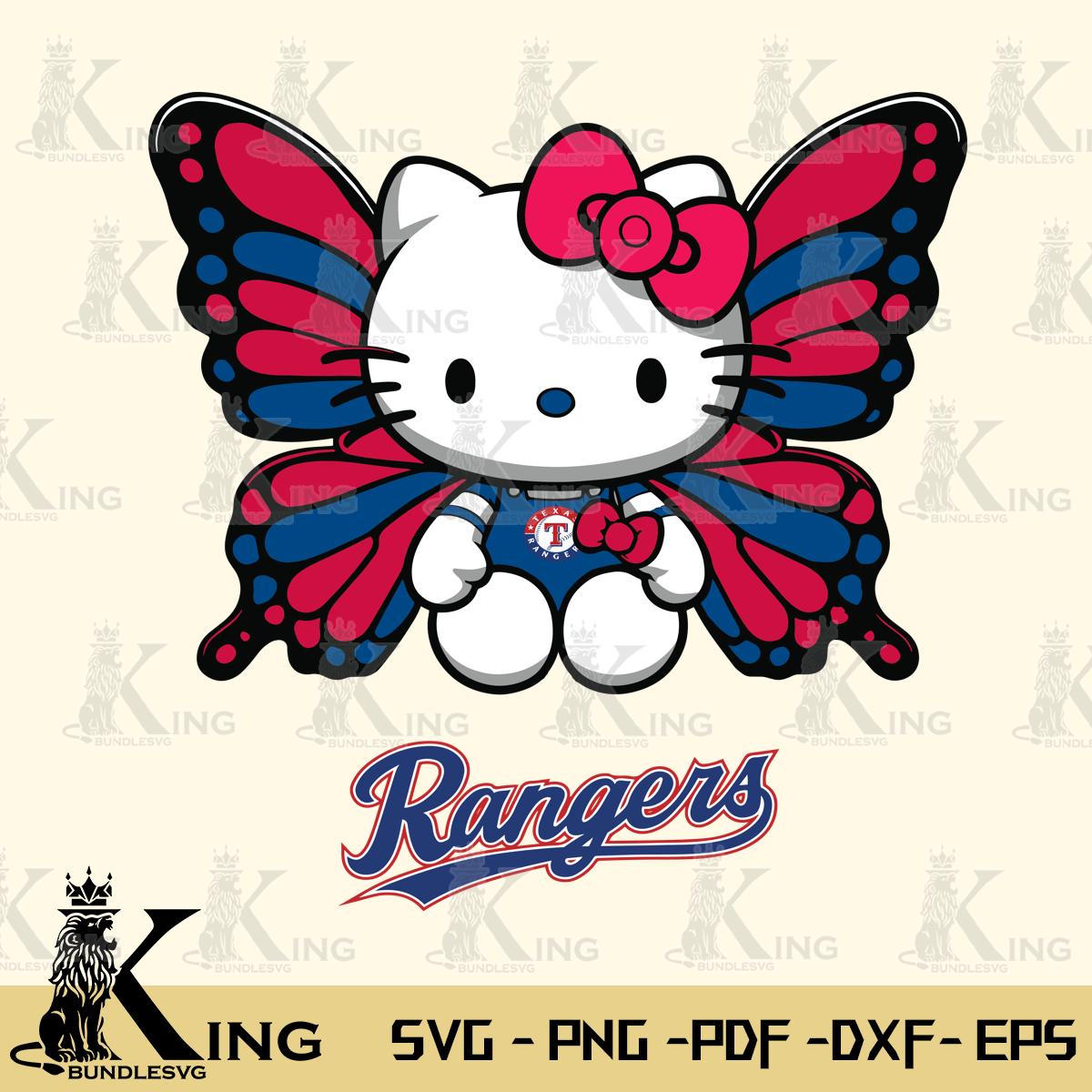 Texas Rangers Butterfly Kitty Delight Svg Eps Dxf Png File, Digital Download