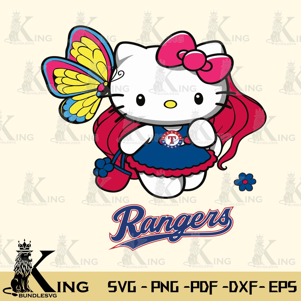 Texas Rangers Kitty Cartoon Svg Eps Dxf Png File, Digital Download