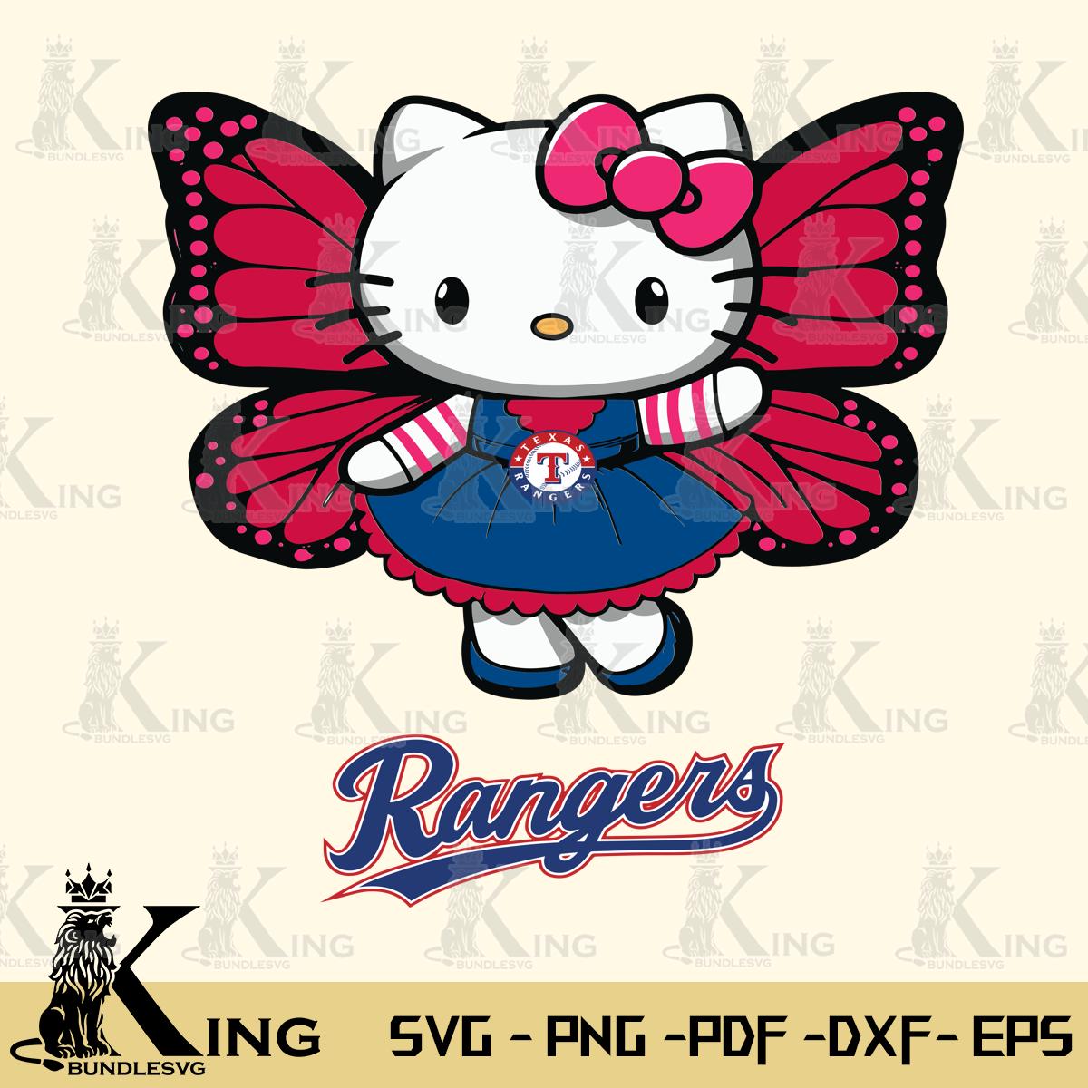 Texas Rangers Whimsical Kitty Wings Svg Eps Dxf Png File, Digital Download