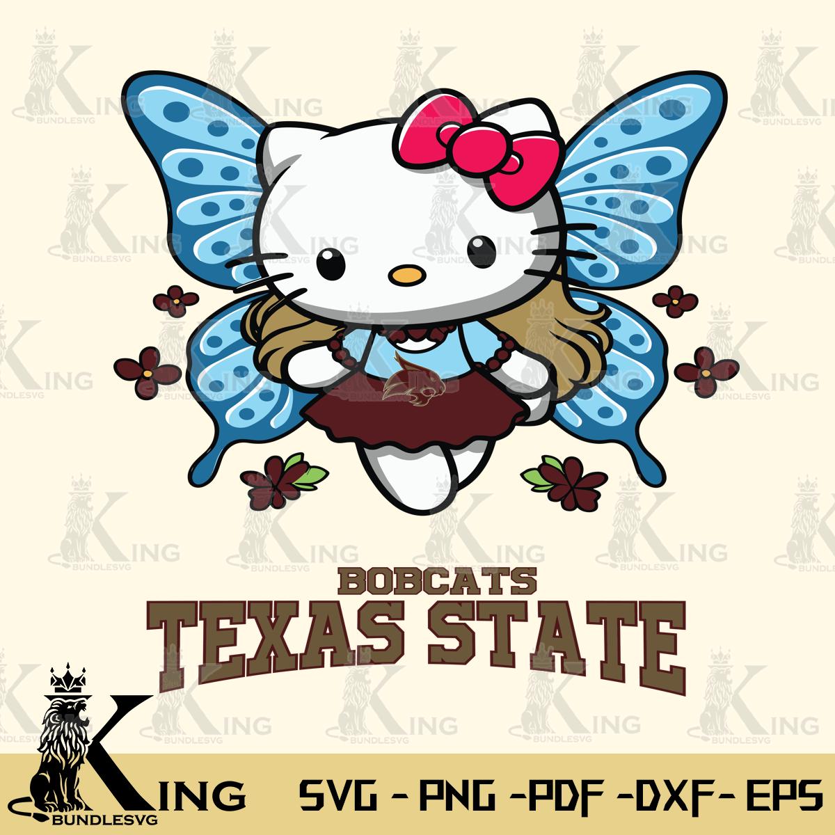 Texas State Bobcats Butterfly Kitty Charm Svg Eps Dxf Png File, Digital Download