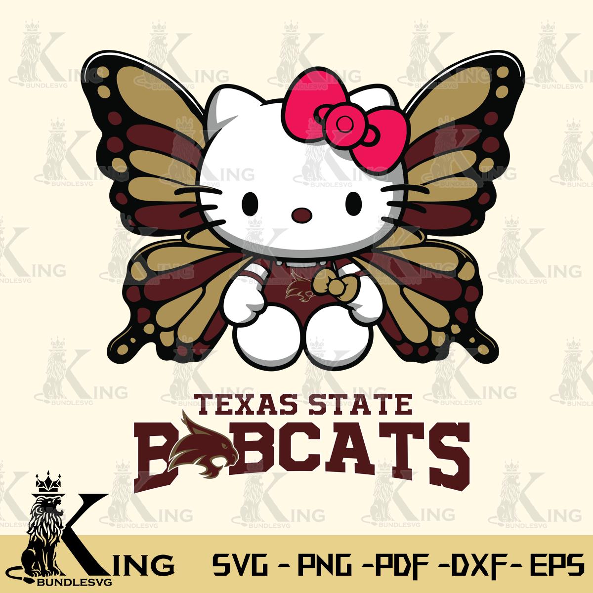 Texas State Bobcats Butterfly Kitty Delight Svg Eps Dxf Png File, Digital Download