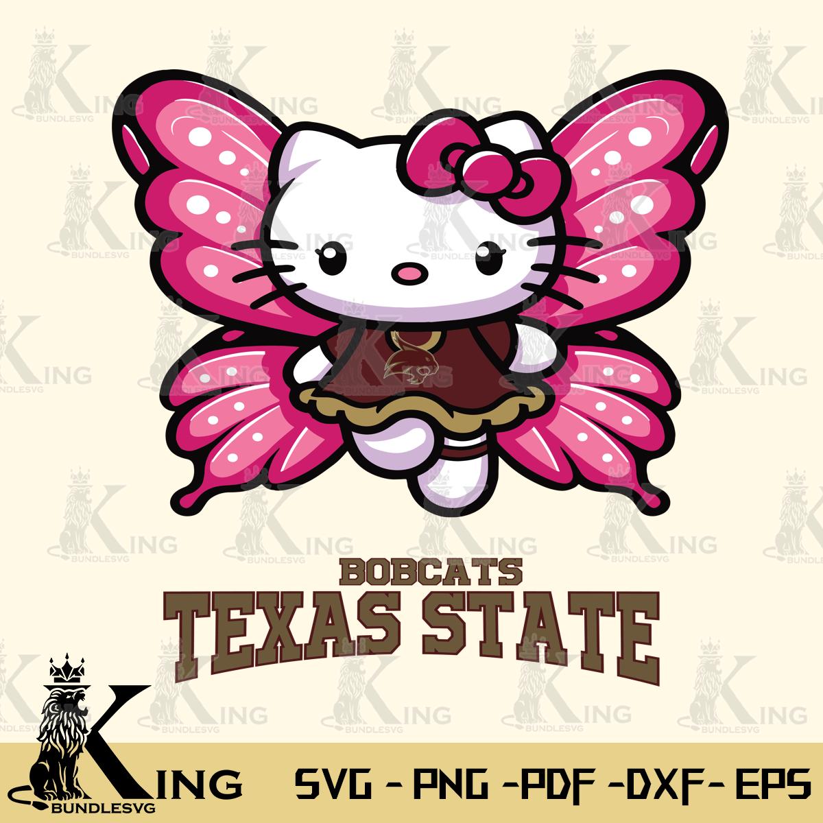 Texas State Bobcats Hello Kitty Dreamscape Svg Eps Dxf Png File, Digital Download