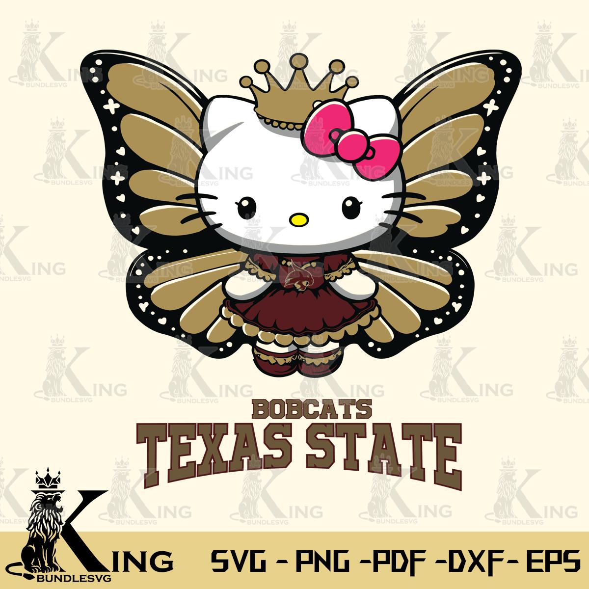 Texas State Bobcats Kitty Wings & Flowers Svg Eps Dxf Png File, Digital Download