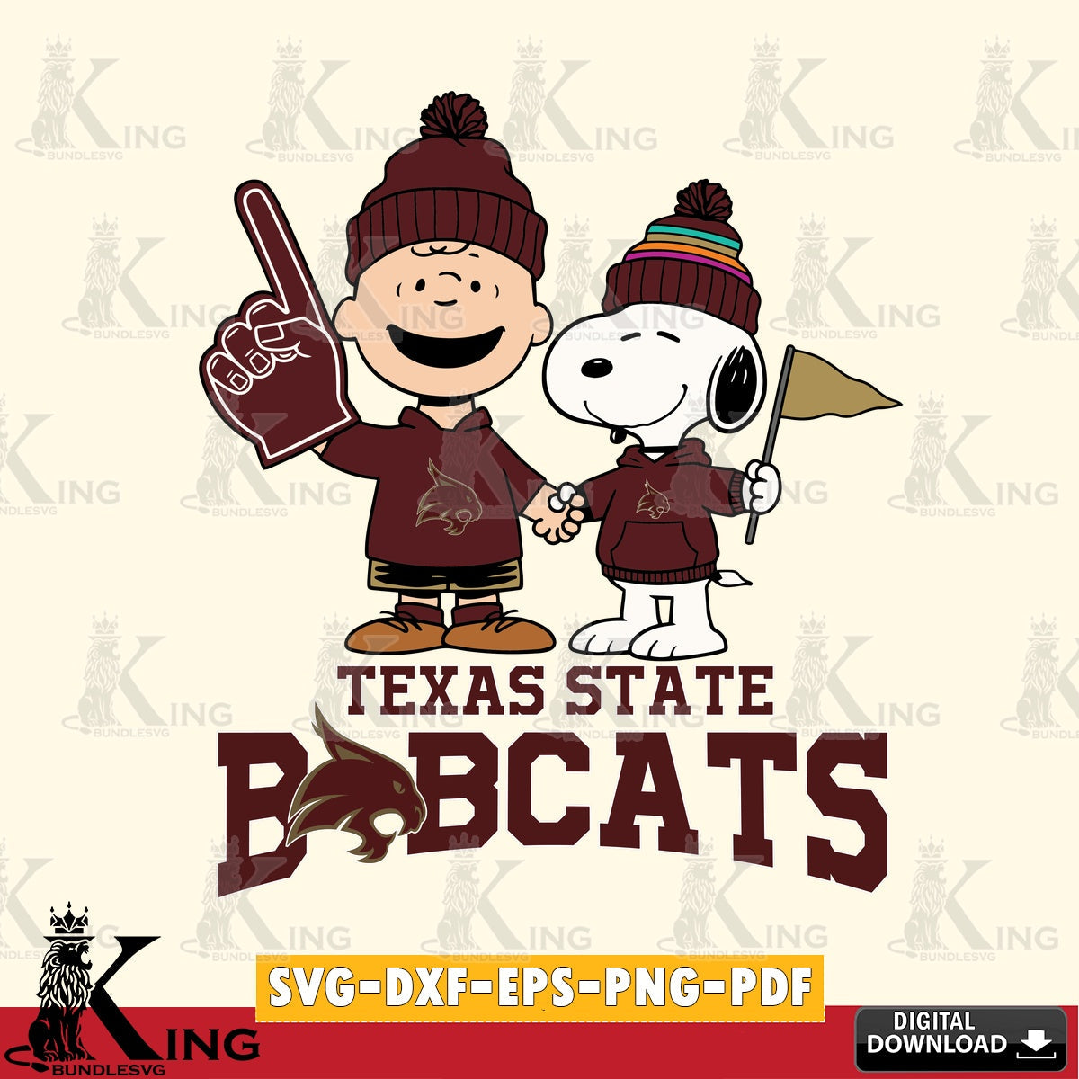 Texas State Bobcats Peanuts Fan Gear SVG, Cricut, Cut file , Digital Download , Instant Download, Peanuts svg, NCAA svg, Football svg, Sport svg