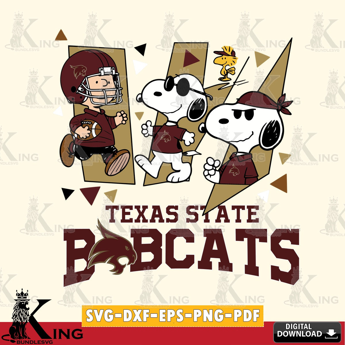 Texas State Bobcats Peanuts Joe Cool SVG, Cricut, Cut file , Digital Download , Instant Download, Peanuts svg, NCAA svg, Football svg, Sport svg