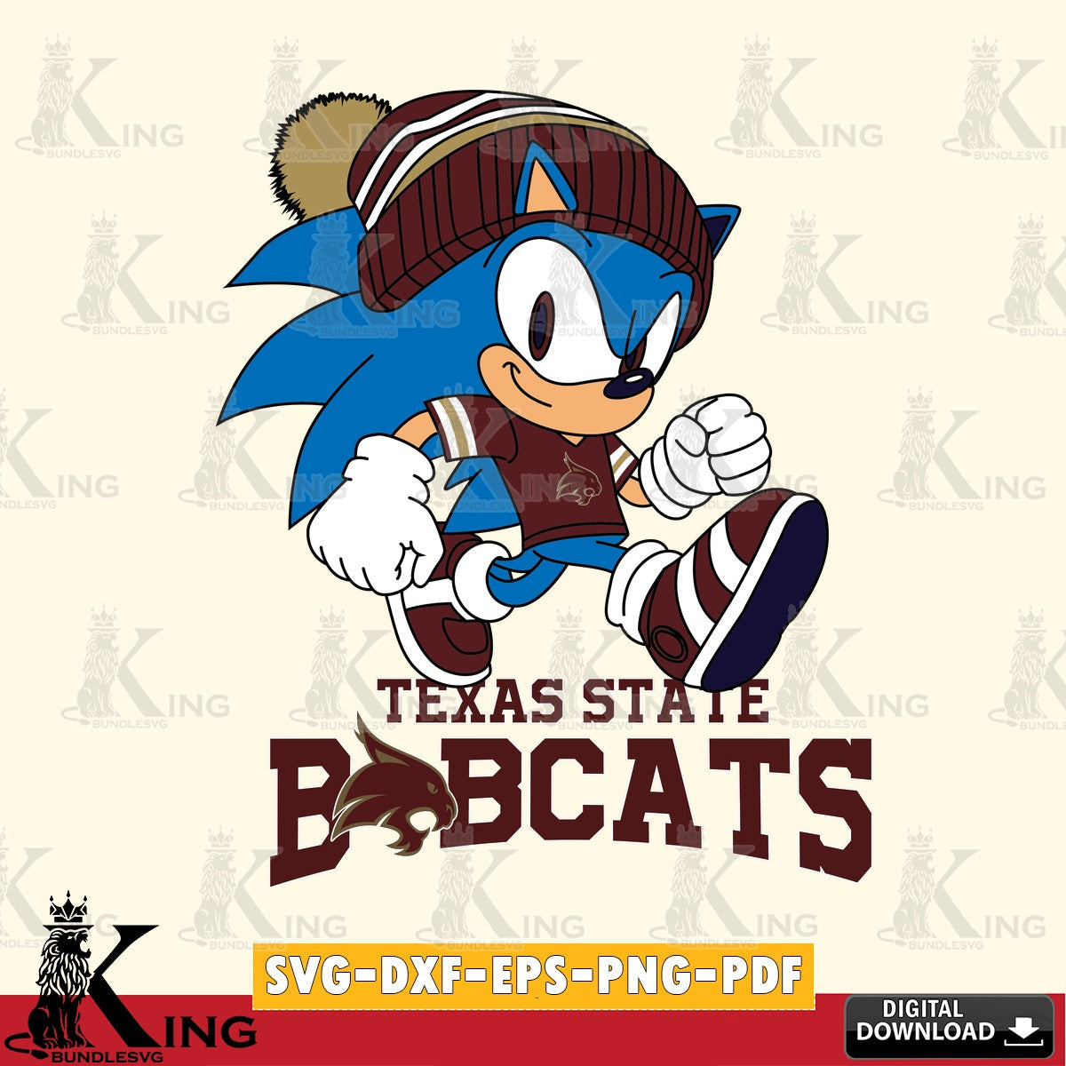 Texas State Bobcats Sonic Football SVG file, Vector , Digital Download , PDF File , Instant Download