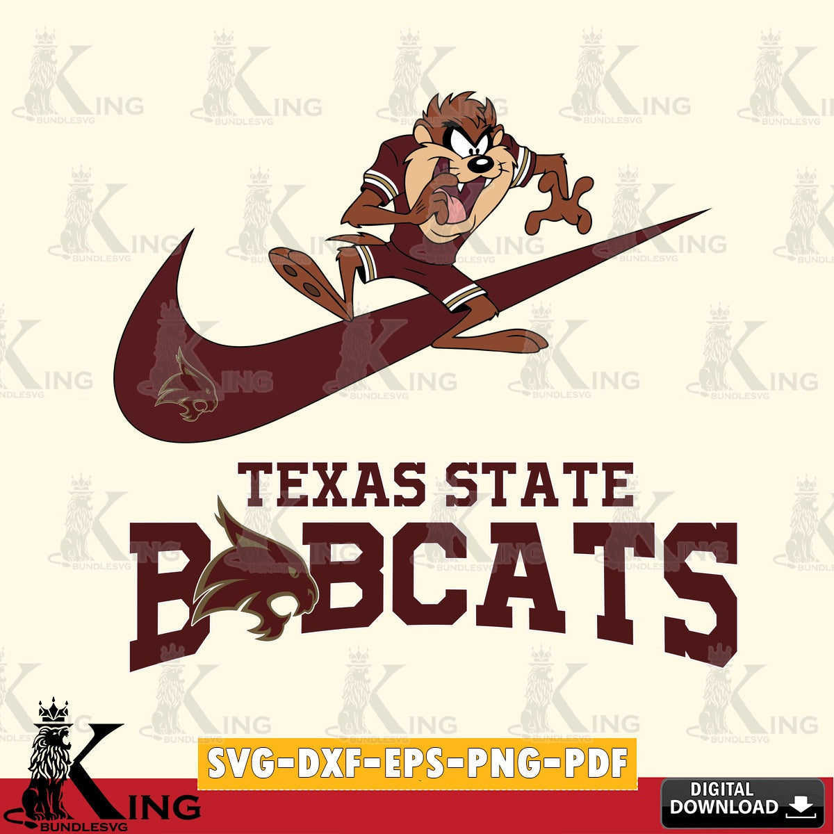 Texas State Bobcats Taz Football Nike SVG file, Cut file , Digital Download , Instant Download, Taz svg, NCAA svg